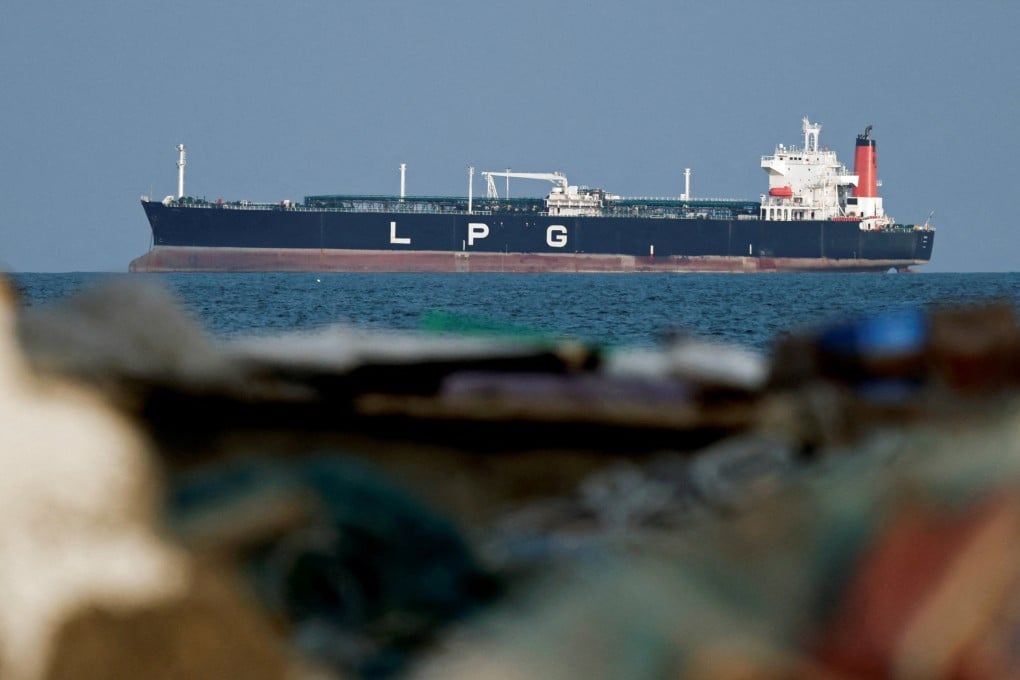 An LPG tanker anchors off Shinas, Oman, on Wednesday. Photo: Reuters
