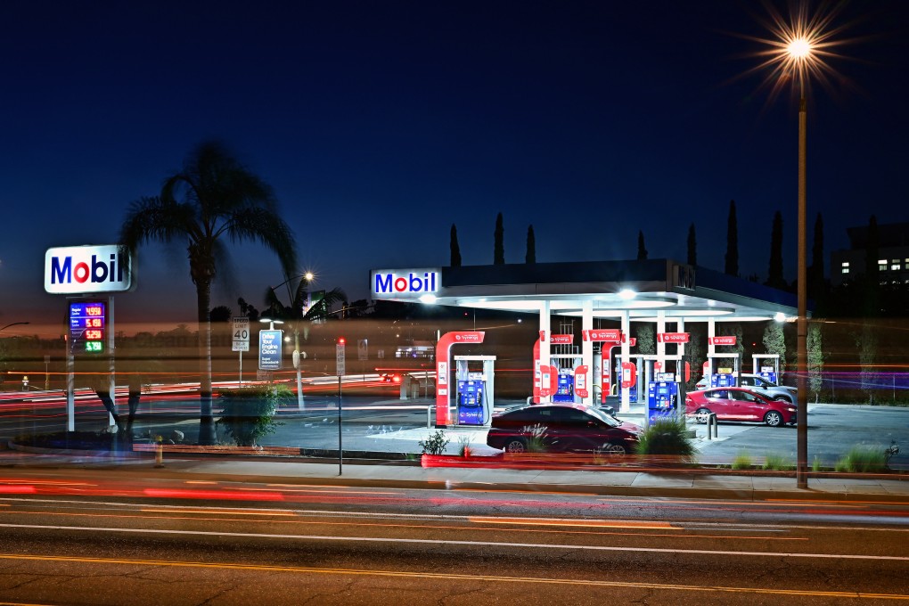 A petrol station in Los Angeles. The US economy grew just 0.7 per cent in the fourth quarter, sparking inflation fears amid the Middle East conflict. Photo: AFP/Getty Images/TNS