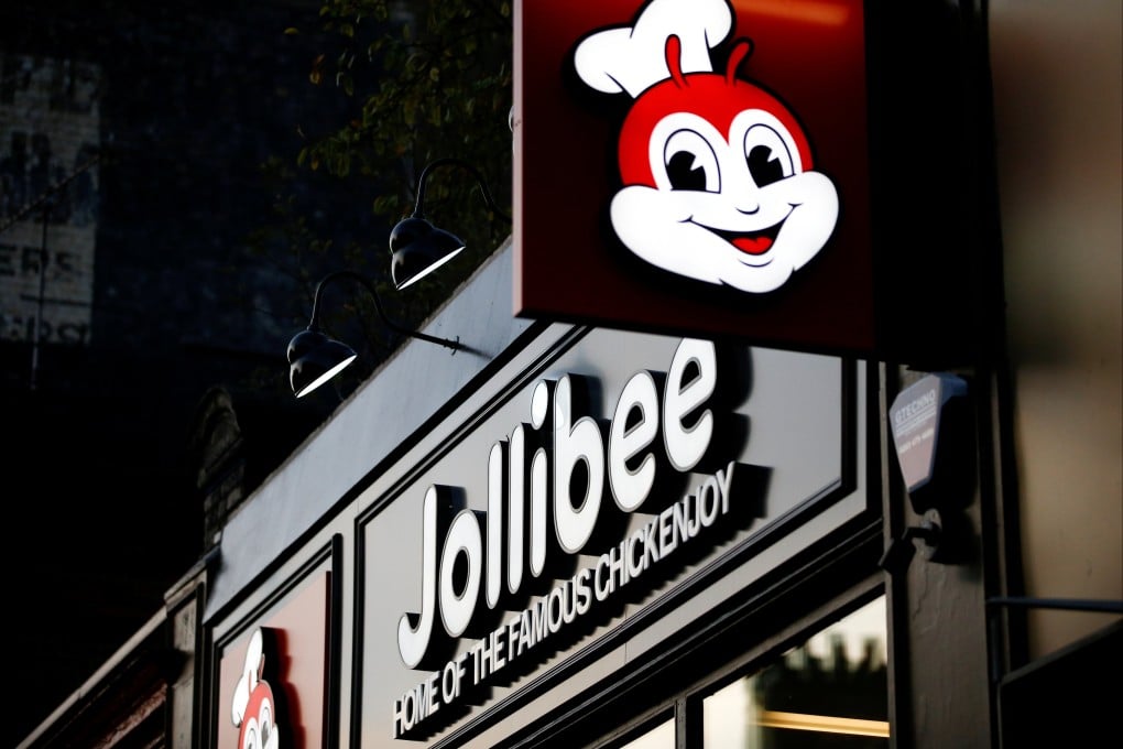 A Jollibee restaurant sign in London, Britain. Jollibee was also voted as the best fast-food fried chicken in America by USA Today last year. Photo: Reuters
