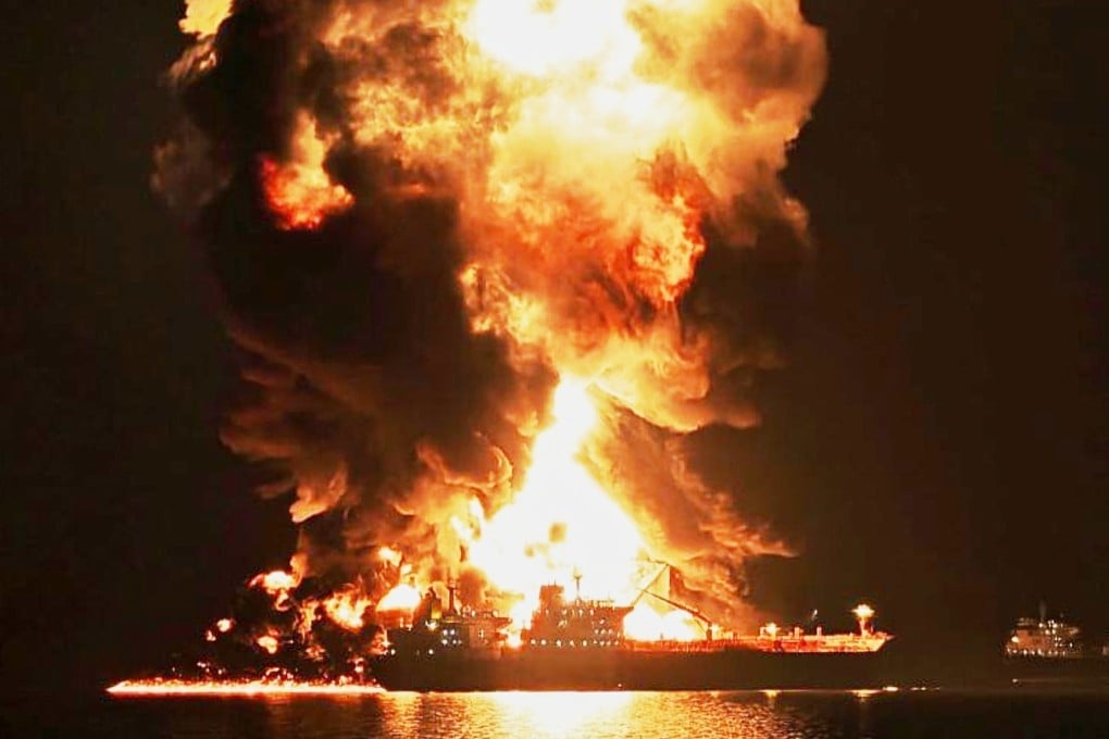 An oil tanker burns after being hit by an Iranian strike at a port near Basra, Iraq, on March 11, 2026. We examine the history of the word “oil”, from its Mediterranean roots to its modern-day significance. Photo: AP