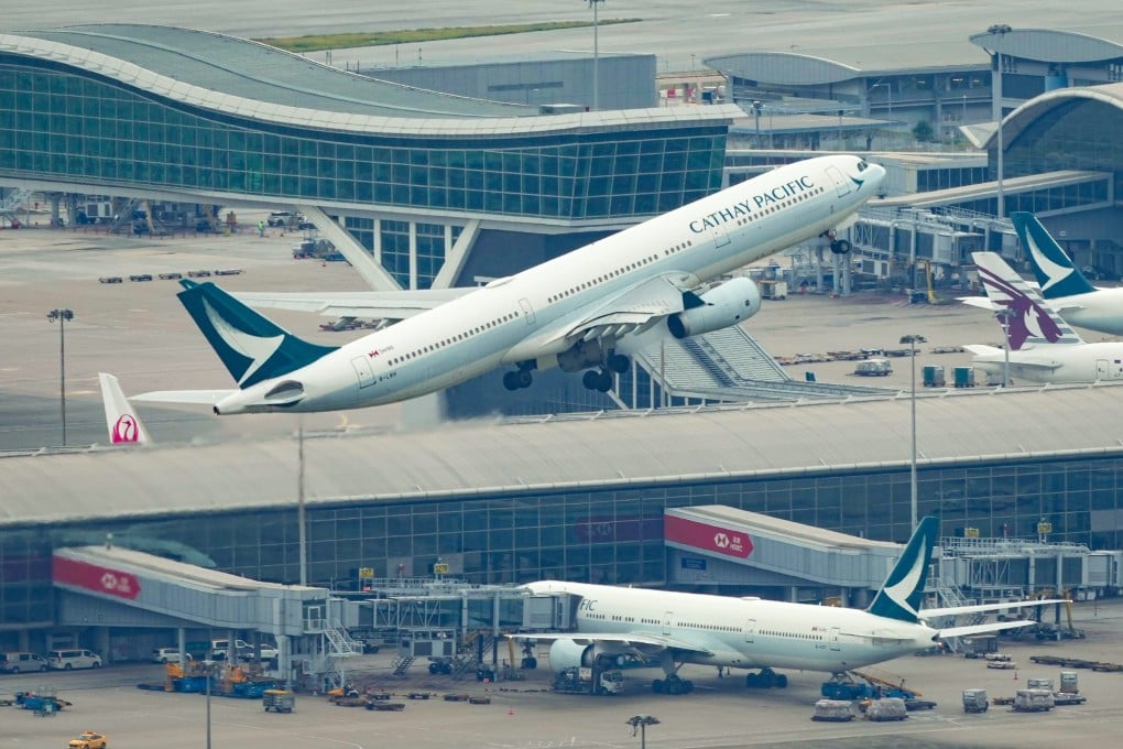 A Cathay Pacific aircraft takes off at Hong Kong International Airport. Photo: Sam Tsang