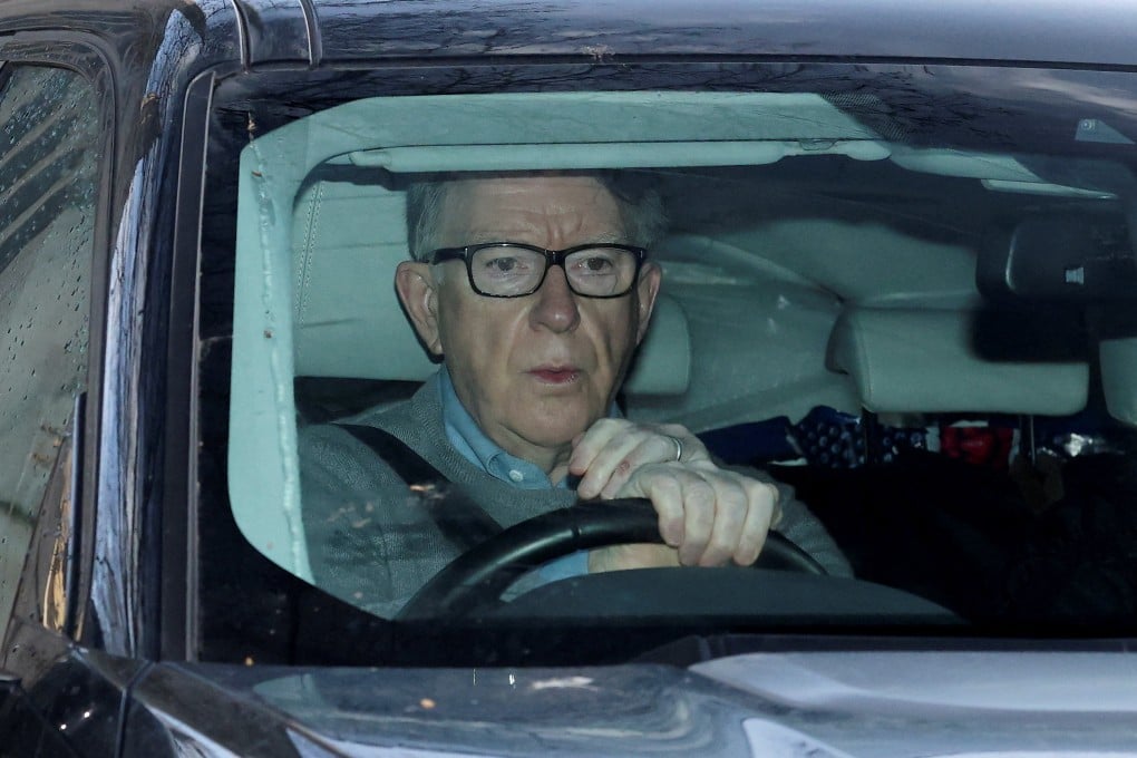Former British ambassador to the US Peter Mandelson sits in a vehicle in London on Wednesday. Photo: Reuters
