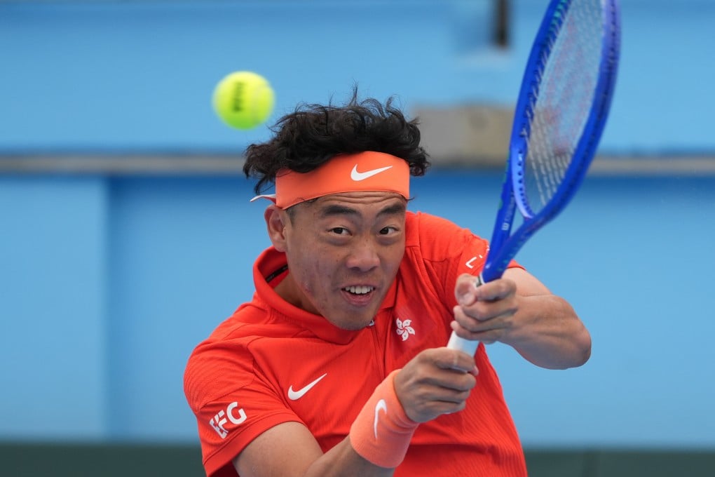 Coleman Wong, here in action during a Davis Cup tie last month, is moving on to Miami after being eliminated from the Copa Cap Cana tournament in the Dominican Republic. Photo: Eugene Lee