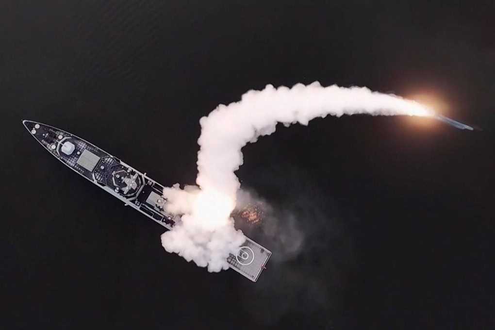 North Korea’s Choe Hyon destroyer test-fires strategic cruise missiles in the Yellow Sea on Tuesday. Photo: Yonhap/dpa