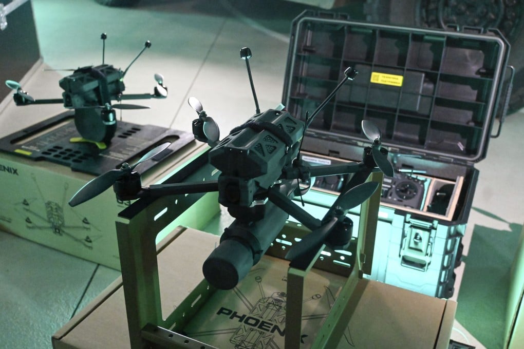 A Ukraine-made drone equipped with a high-performance camera. Kyiv downs Russian drones every night, including through the use of cheaper, smaller drones. File photo: Kyodo