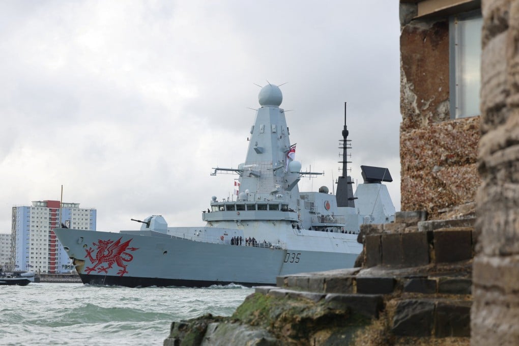 The Royal Navy destroyer HMS Dragon preparing recently to depart for the Eastern Mediterranean to bolster British defences in the region. Photo: UK MOD via Reuters