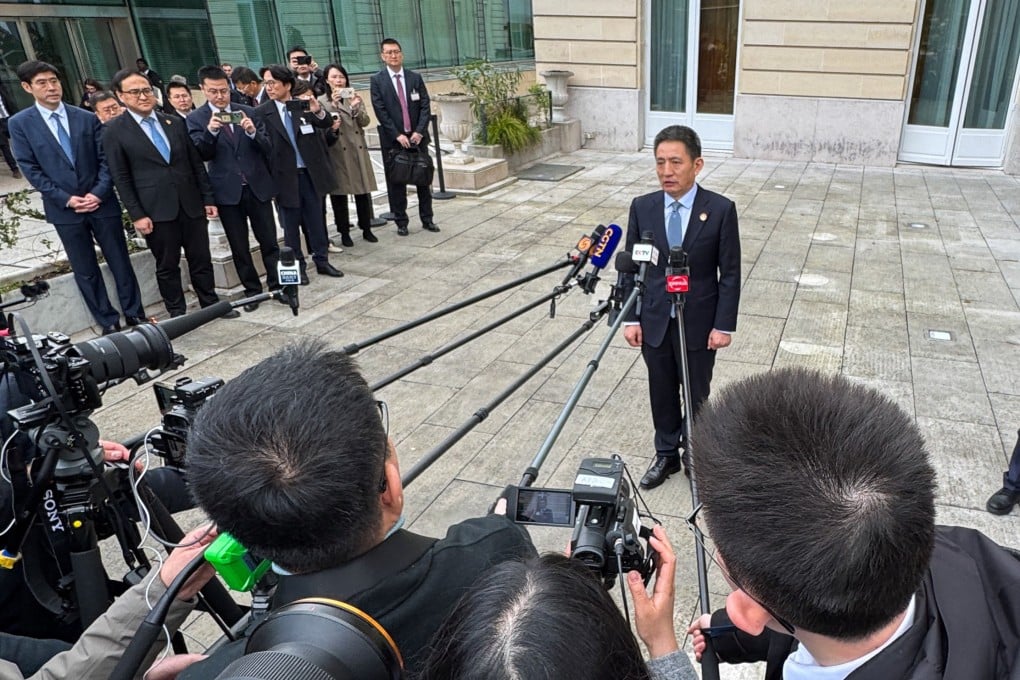 Chinese vice minister of commerce Li Chenggang gives his assessment of two days of meetings with US counterparts in Paris on Monday. Photo: Reuters