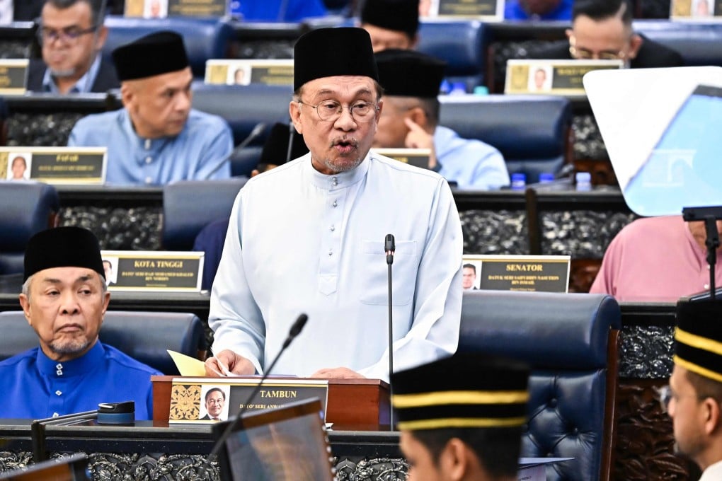 Malaysian Prime Minister Anwar Ibrahim speaks in parliament in October last year. Photo: Malaysia’s Department of Information/AFP
