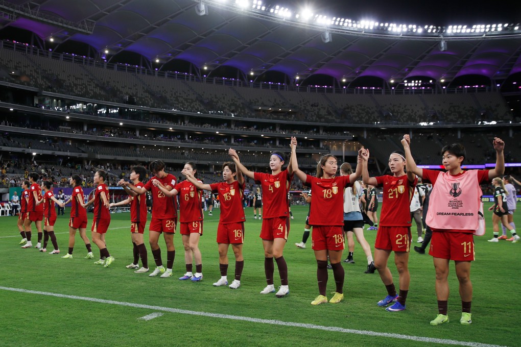 China’s players gesture to their supporters after the Women’s Asian Cup semi-final against Australia in Perth on Tuesday. Photo: AP