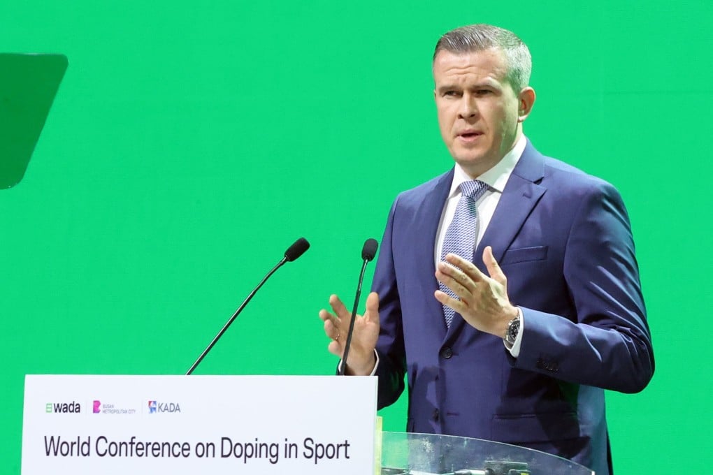 The World Anti-Doping Agency’s Witold Banka addresses the opening ceremony of the sixth World Conference on Doping in Sport. Photo: EPA