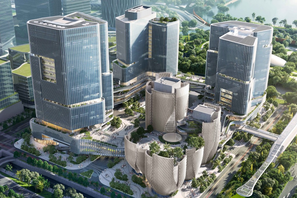 A computer-generated image of the M80 Campus in Shenzhen’s Houhai area. Rong Museum of Art is going to be one of four towers forming the M80 Campus. Photo: Buro Ole Scheeren
