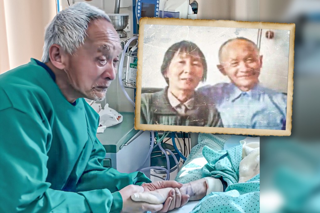 An 82-year-old man spent 105 days making a 12-hour daily journey to visit his wife in the ICU, using his savings for her treatment. Photo: SCMP composite/CCTV/Douyin