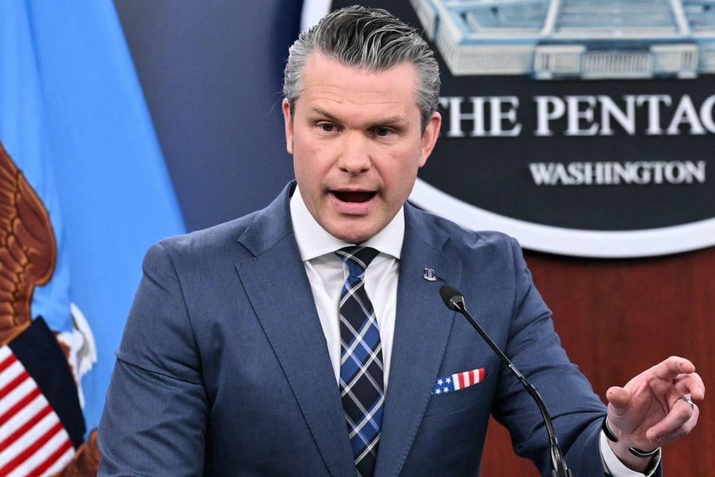 US Secretary of Defence Pete Hegseth speaks during a news conference at the Pentagon on Thursday. Photo: AFP