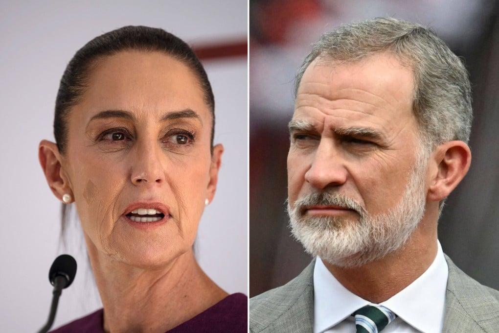 In a letter to Spain’s King Felipe (right), Mexico’s President Claudia Sheinbaum (left) said the World Cup was “a timely opportunity to evoke the depth and unique character of the ties” between their two countries. Photos: AFP