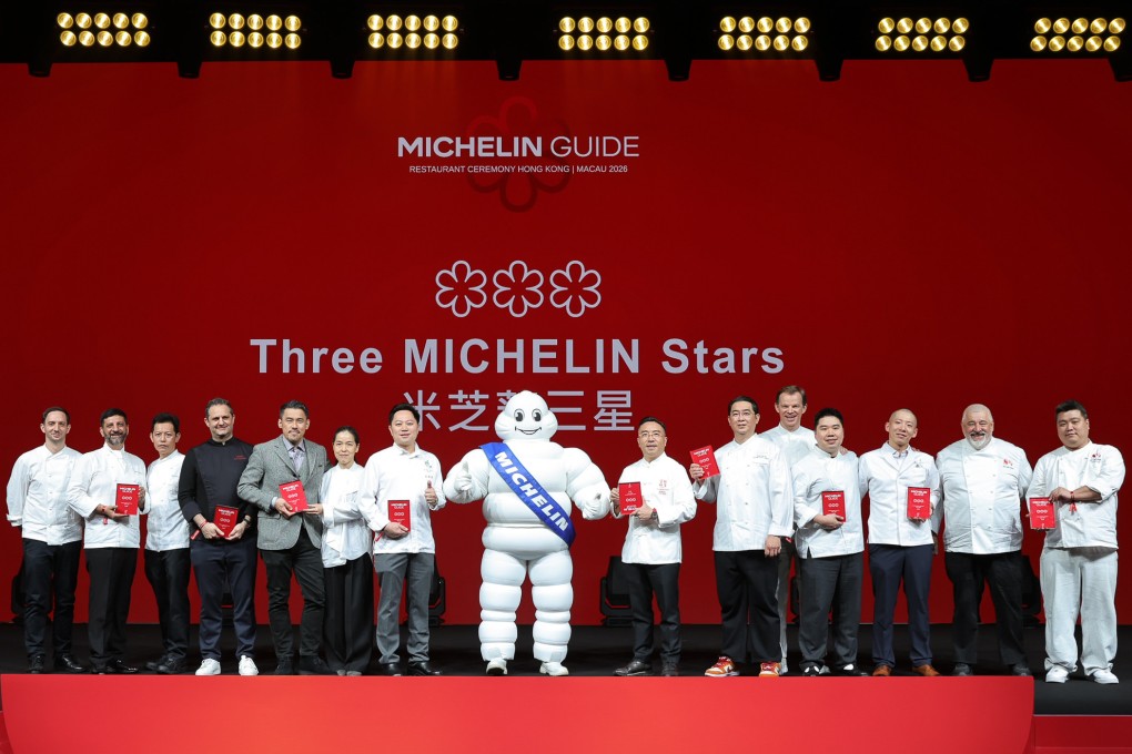 Some of the winners at the Michelin Guide Hong Kong and Macau 2026 awards ceremony at the Grand Lisboa Palace Resort Macau on March 19. Photo: Michelin Guide