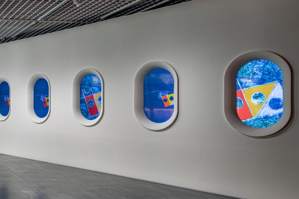 Where Sight Sinks into Starlit Eyes (2025), by Florence Lee. The six-channel colour animation installation with sound is part of “Double Blue: An Altered Fairy Tale of Hong Kong (I)”, one of two exhibitions being hosted by Hart Haus by Hong Kong queer female artists. Photo: courtesy of Hart Haus