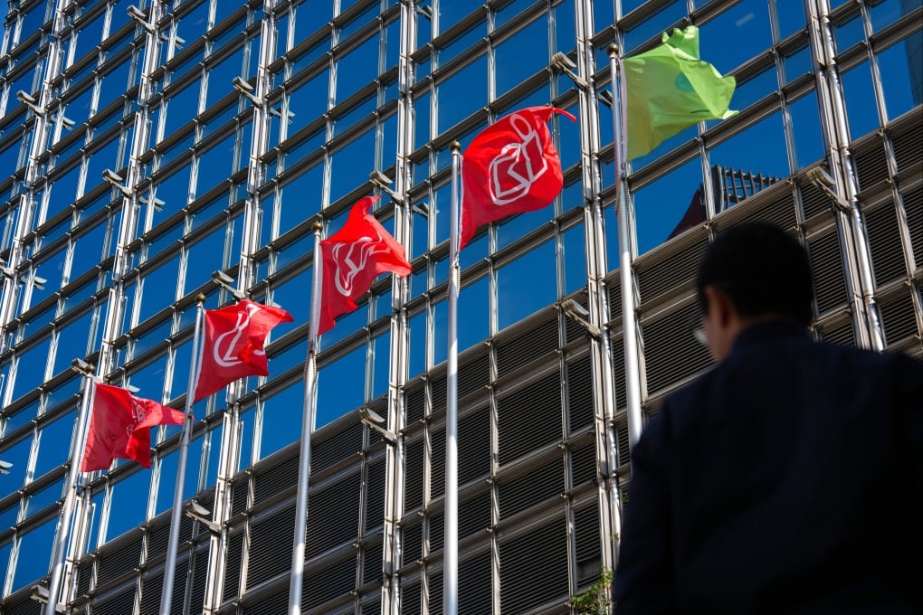 Flags fly outside Cheung Kong Center in Central on February 4, 2026. Photo: Jelly Tse