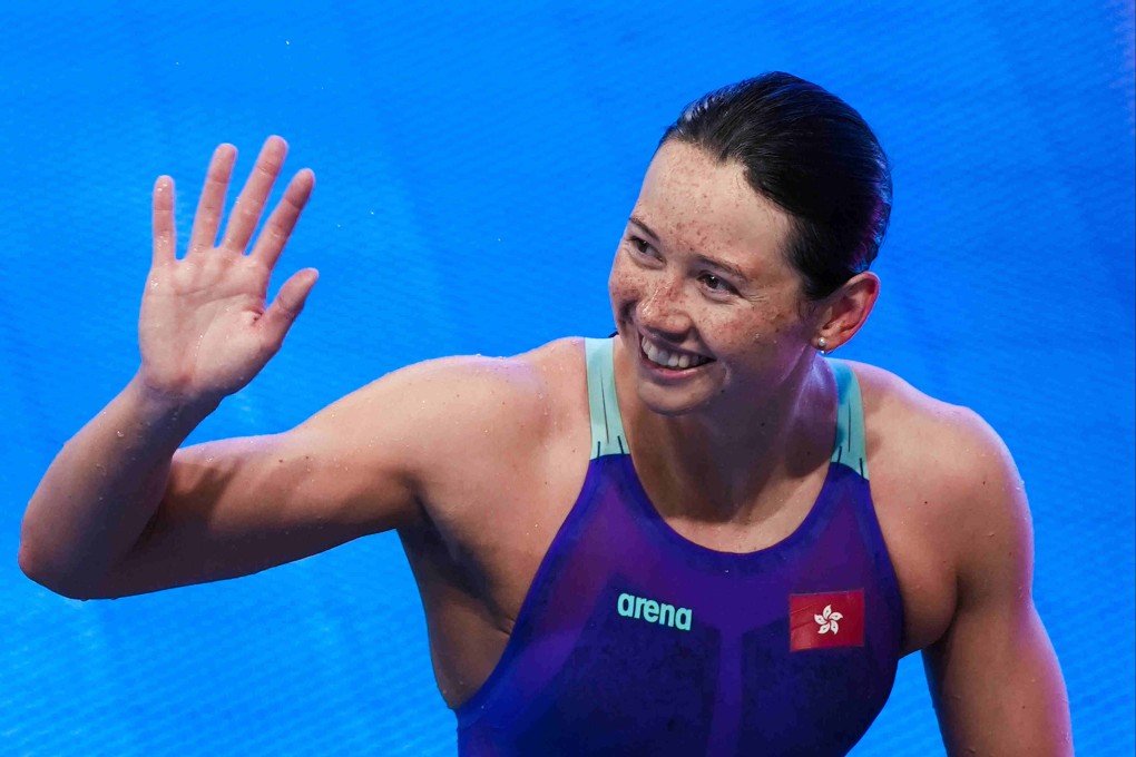 Hong Kong’s Siobhan Haughey won the 50m freestyle by a whisker at the China Open Swimming Championships, ahead of China’s Cheng Yujie. Photo: Handout