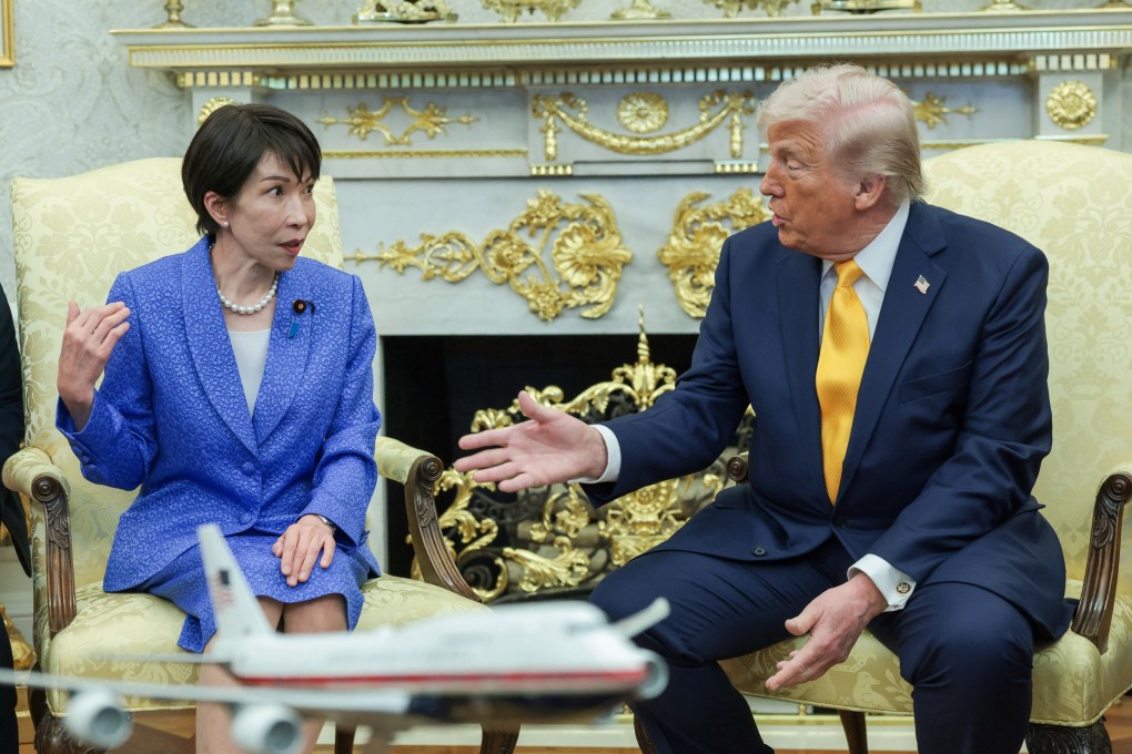 Japanese Prime Minister Sanae Takaichi  meeting with US President Donald Trump in the Oval Office on Thursday. Photo: Reuters