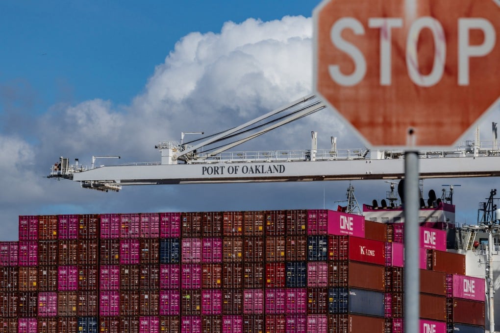 A ship full of containers is seen at the port of Oakland, US on March 6, 2025. Photo: Reuters