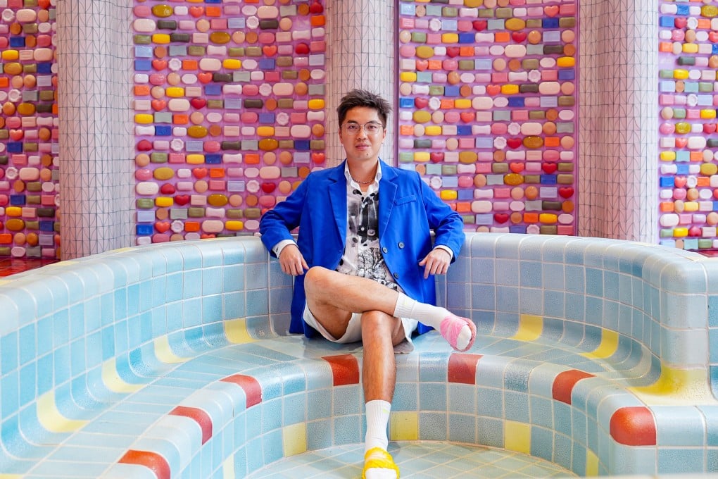 Hong Kong artist Chan Wai-lap is pictured at his new solo exhibition, “Jeremy’s Bathhouse”, at the art space Oi! in North Point. Photo: Elson Li