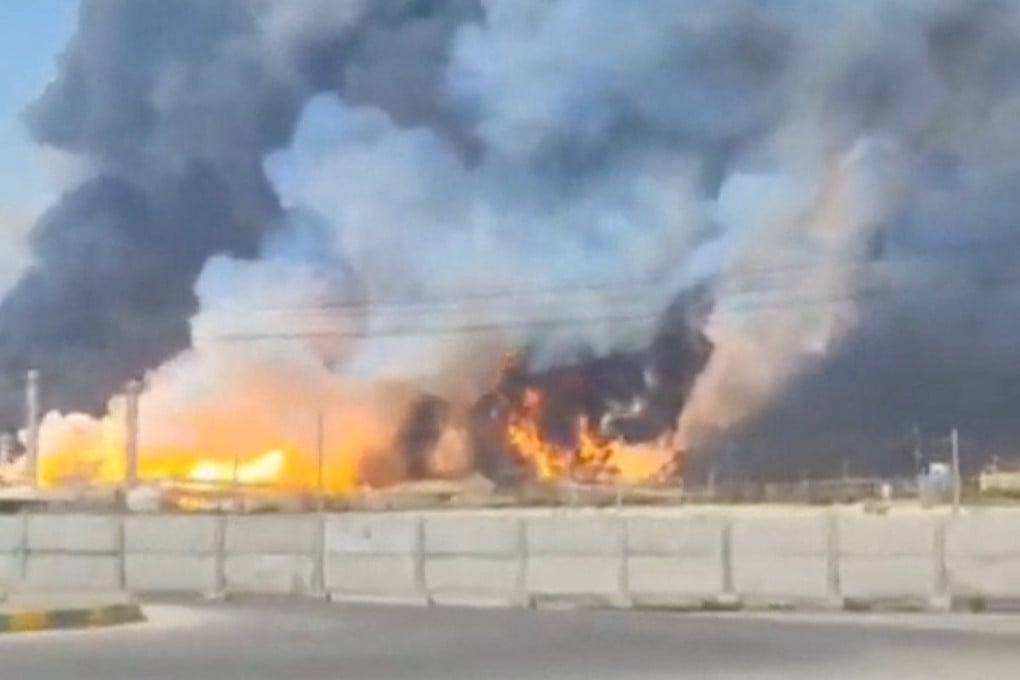 Smoke and fire rise near the South Pars gas field following an attack amid the US-Israeli war on Iran, on Wednesday. Photo: Reuters