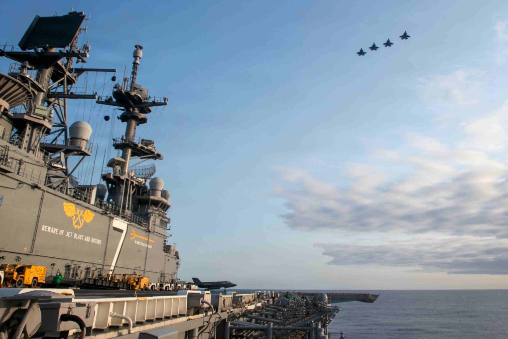 The USS Tripoli carries F-35 stealth fighters and MV-22 Osprey transports as well as landing craft to move troops ashore. Photo: Handout