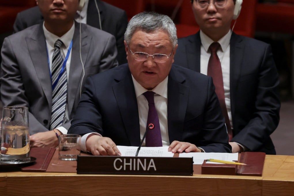 China’s Permanent Representative to the United Nations, Fu Cong, addresses the Security Council at UN headquarters in New York on February 18. Photo: Reuters