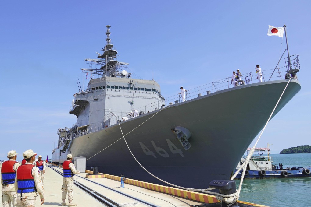 A Japanese Maritime Self-Defence Force’s minesweeper makes a port call in Cambodia last year. Photo: Kyodo