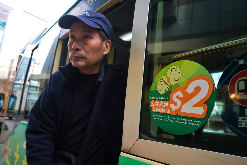 A sticker advertising Hong Kong’s HK$2 transport subsidy scheme is displayed on a minubus in Admiralty. Photo: Elson Li