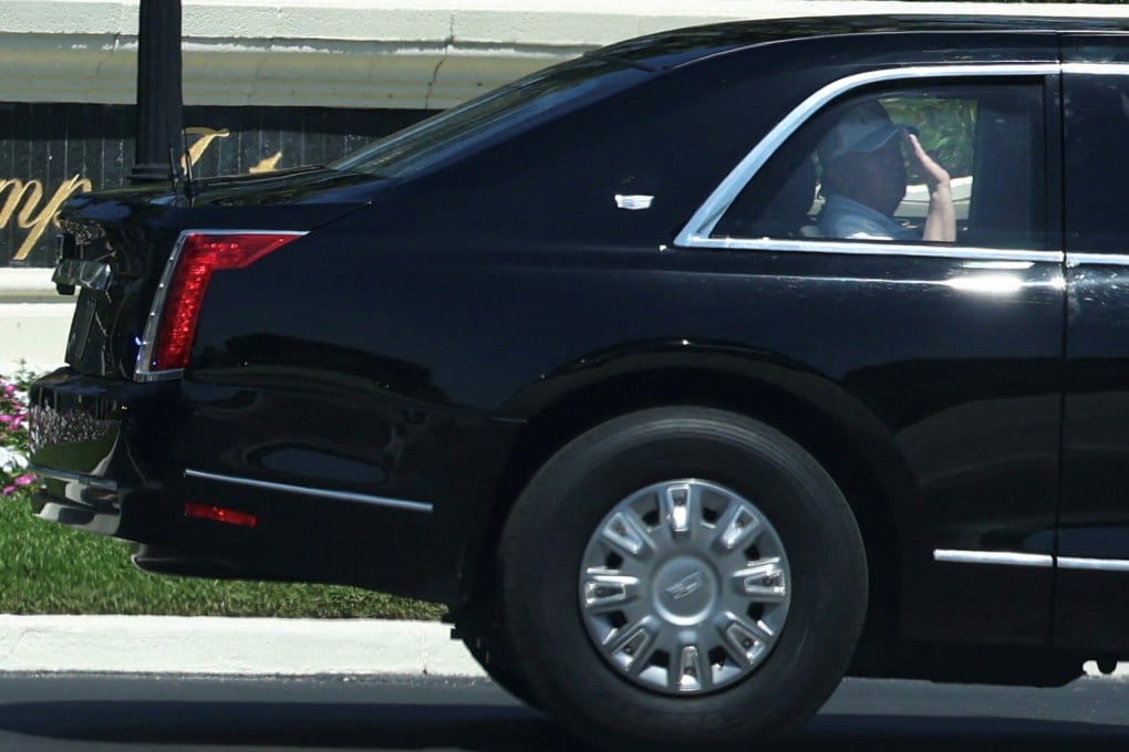 US President Donald Trump departing Trump International Golf Club in West Palm Beach, Florida on Sunday. Photo: Reuters