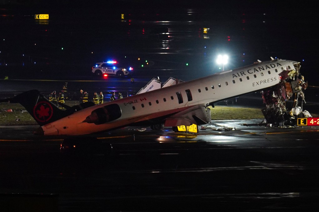 There was extensive damage to ⁠the nose of the plane, as it tilted upwards. Photo: AP