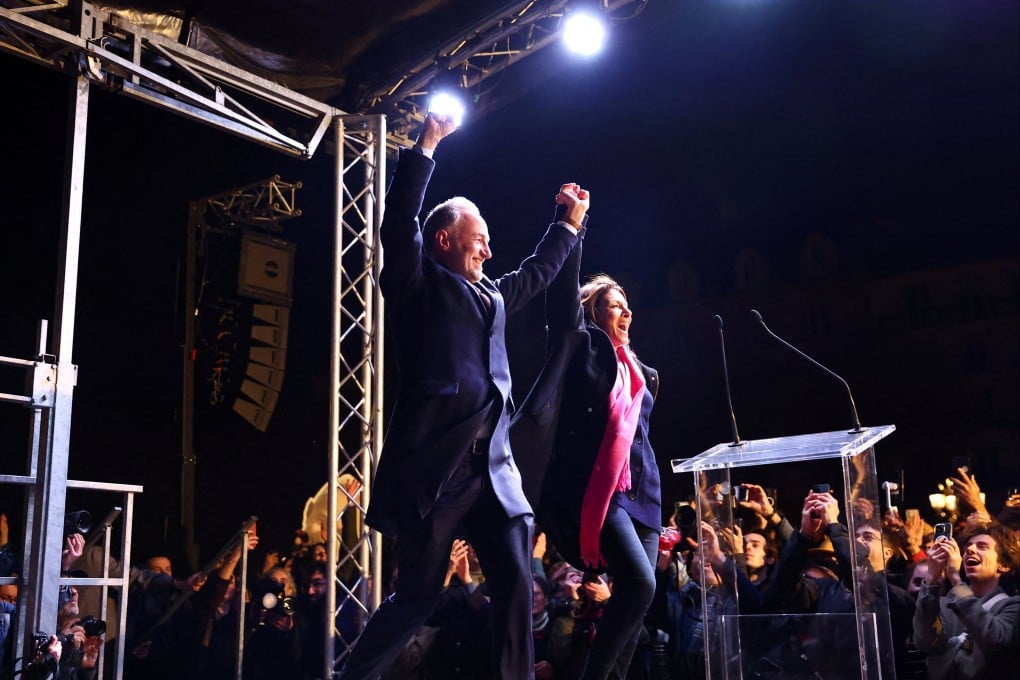 Outgoing Paris Mayor Anne Hidalgo and election winner Emmanuel Gregoire. Photo: Reuters