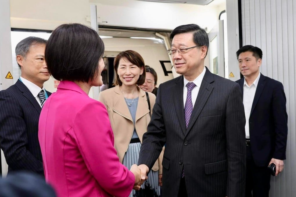 Hong Kong leader John Lee arrives in Haikou, Hainan. Photo: Handout