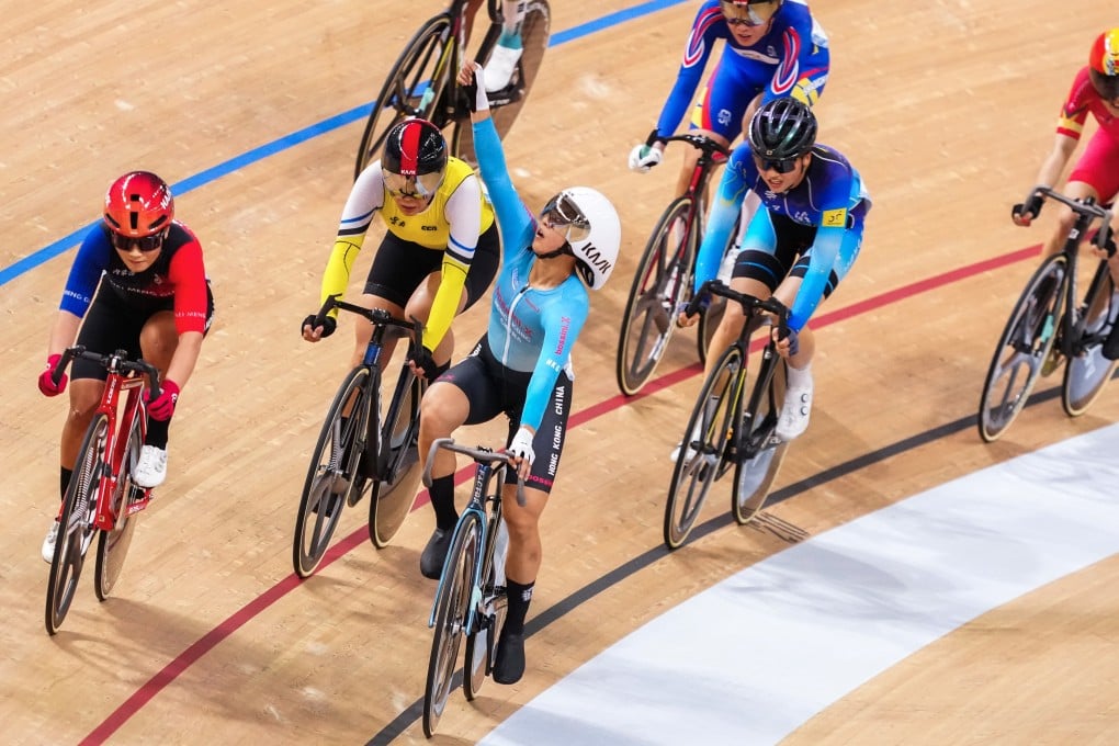 Ceci Lee, here celebrating her third gold of last year’s National Games, is being challenged to add to her one Asian Track Championships title. Photo: Karma Lo