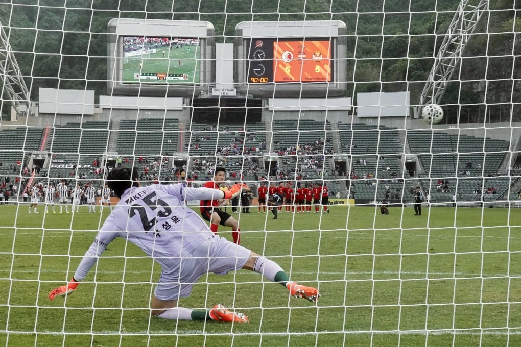 Jordan Lam scores the winning penalty for Hong Kong to beat FC Seoul and win the FWD Insurance Chinese New Year Cup last month. Photo: Karma Lo