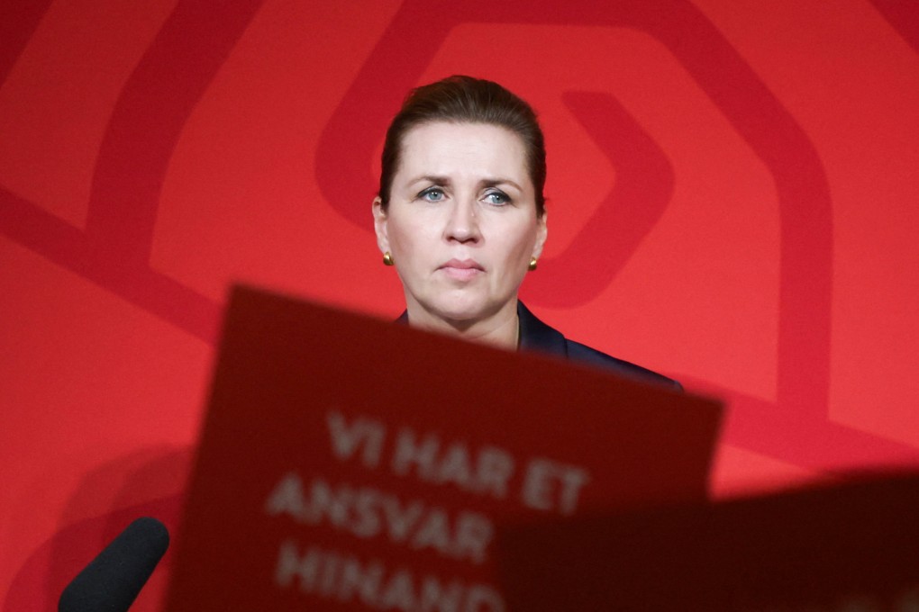 Mette Frederiksen, Denmark’s prime minister,  during an election party following the exit polls. Photo: Reuters