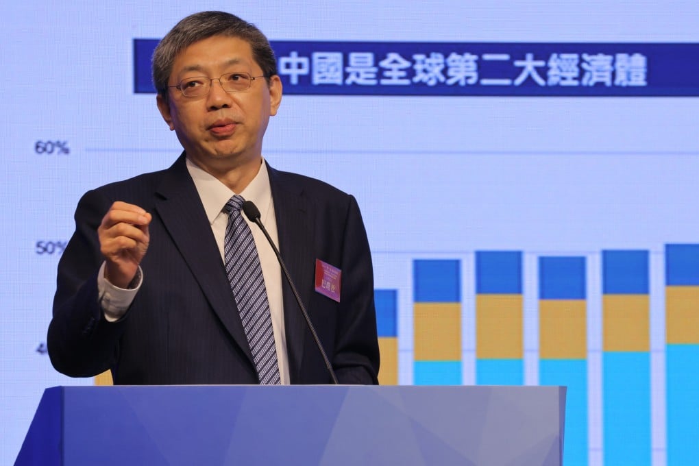 Economist, professor and former HKEX executive Ba Shusong speaks at an event in Hong Kong on December 21, 2022. Photo: Jelly Tse