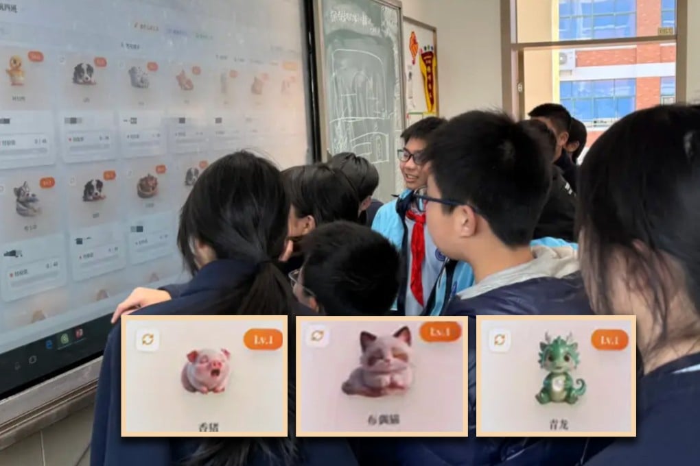 A new system in Chinese schools encourages hard study by awarding students “digital pets,” like miniature pigs and dogs. Photo: SCMP composite/Sohu