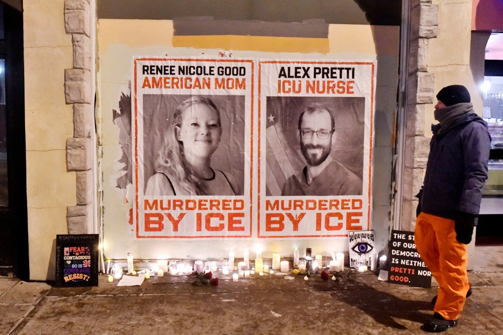 Posters of Renee Good and Alex Pretti, both US citizens fatally shot by immigration agents. Photo: TNS