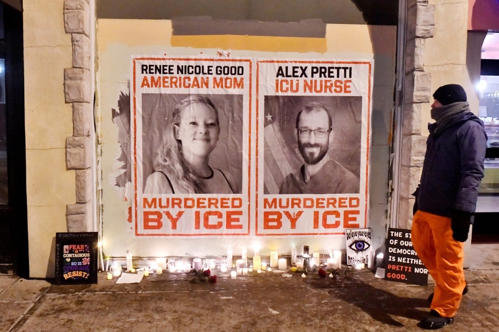 Posters of Renee Good and Alex Pretti, both US citizens fatally shot by immigration agents. Photo: TNS