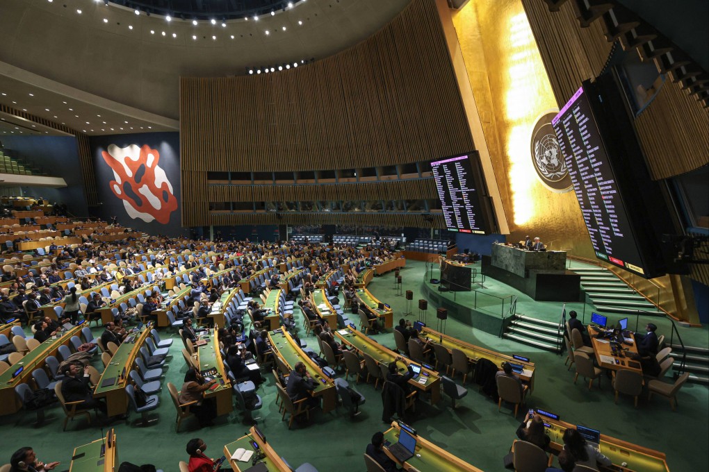 The General Assembly Hall during the historic vote. Photo: Bianca Otero/ZUMA Press Wire/dpa