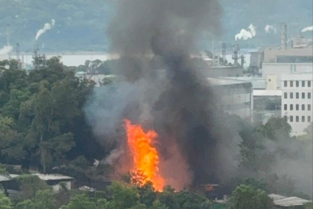 The blast occurred at a site at the intersection of Ting Kok Road and Fung Yuen Road in Tai Po. Photo: Handout
