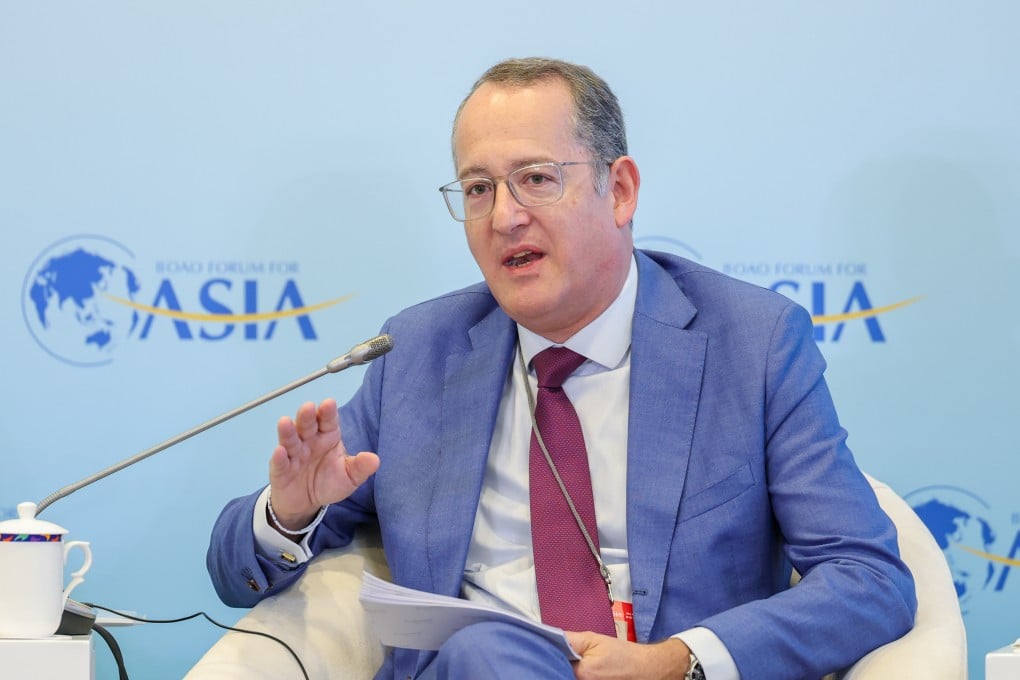 Denis Depoux, global managing director of Roland Berger, speaks at the Boao Forum for Asia in southern China’s Hainan province. Photo: Getty Images