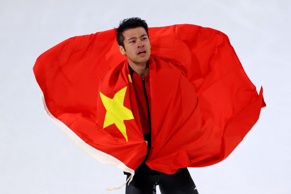 Ning Zhongyan became the first speed skater outside the United States and Europe to win the men’s 1,500m at the Winter Olympics when he won in Milano-Cortina last month. Photo: Reuters
