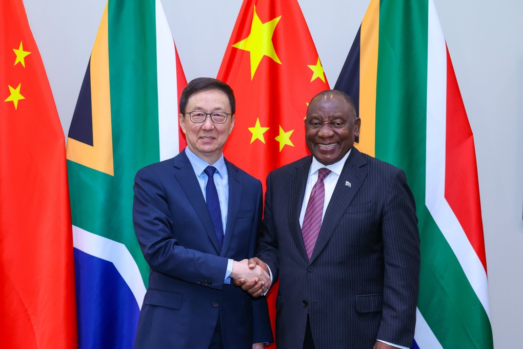 Chinese Vice-President Han Zheng pictured with South African President Cyril Ramaphosa in Cape Town. Photo: Xinhua