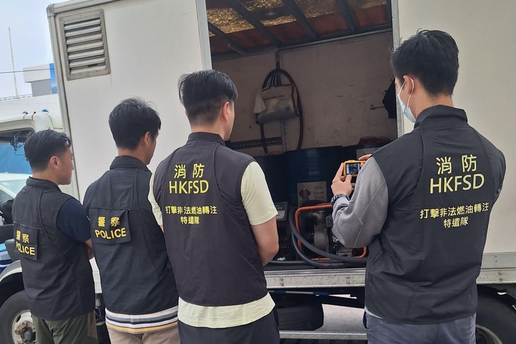 Hong Kong authorities seized 1,600 litres of diesel, worth HK$50,000 from an illegal fuel station. Photo: Fire Service Department