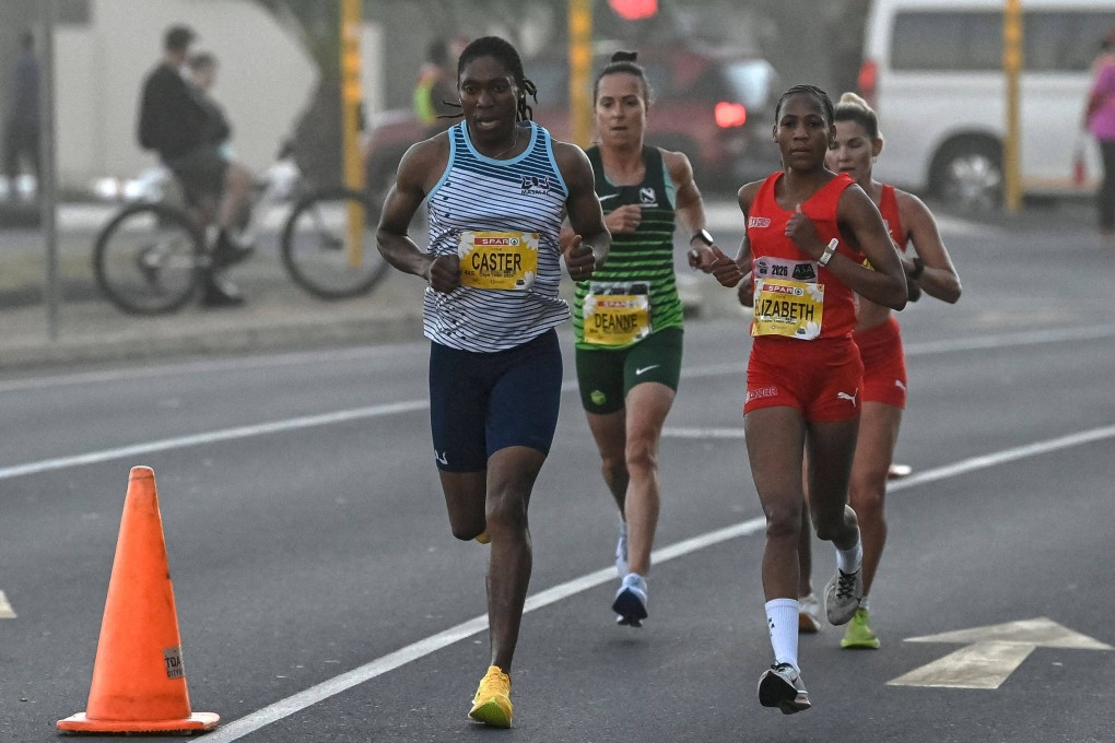 South African Olympic champion Caster Semenya (left) running in the Cape Town SPAR Womens 10km Challenge on Sunday. She finished 12th in a time of 35 minutes 44 seconds. Photo: AFP