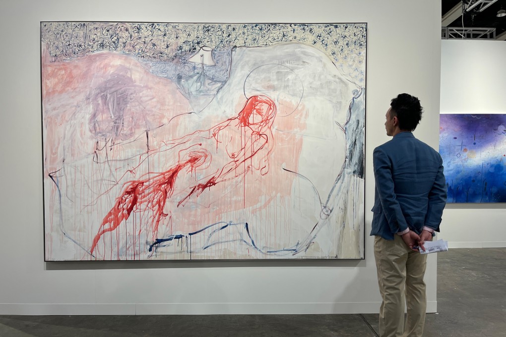 Tracey Emin’s “Take me to Heaven” on display at Art Basel in Hong Kong. Wealth managers are increasingly targeting a younger cohort when it comes to art investment. Photo: Enid Tsui