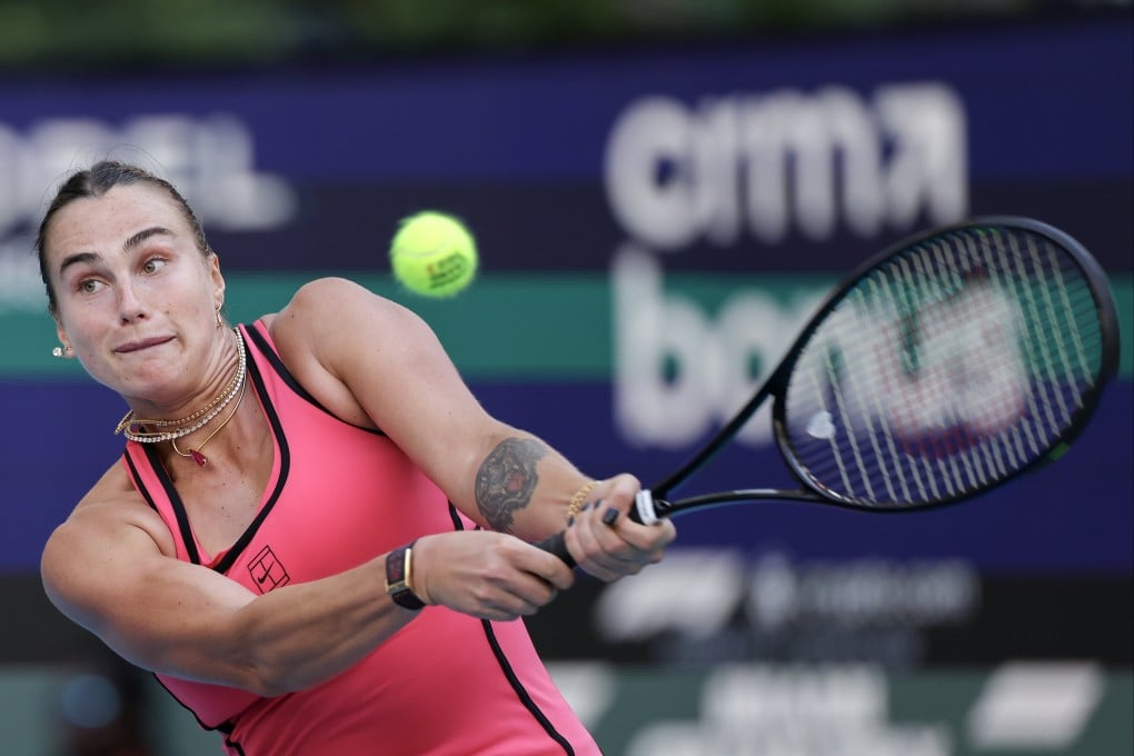 Aryna Sabalenka beat Coco Gauff in the final of the Miami Open at the Hard Rock Stadium on Saturday. Photo: EPA